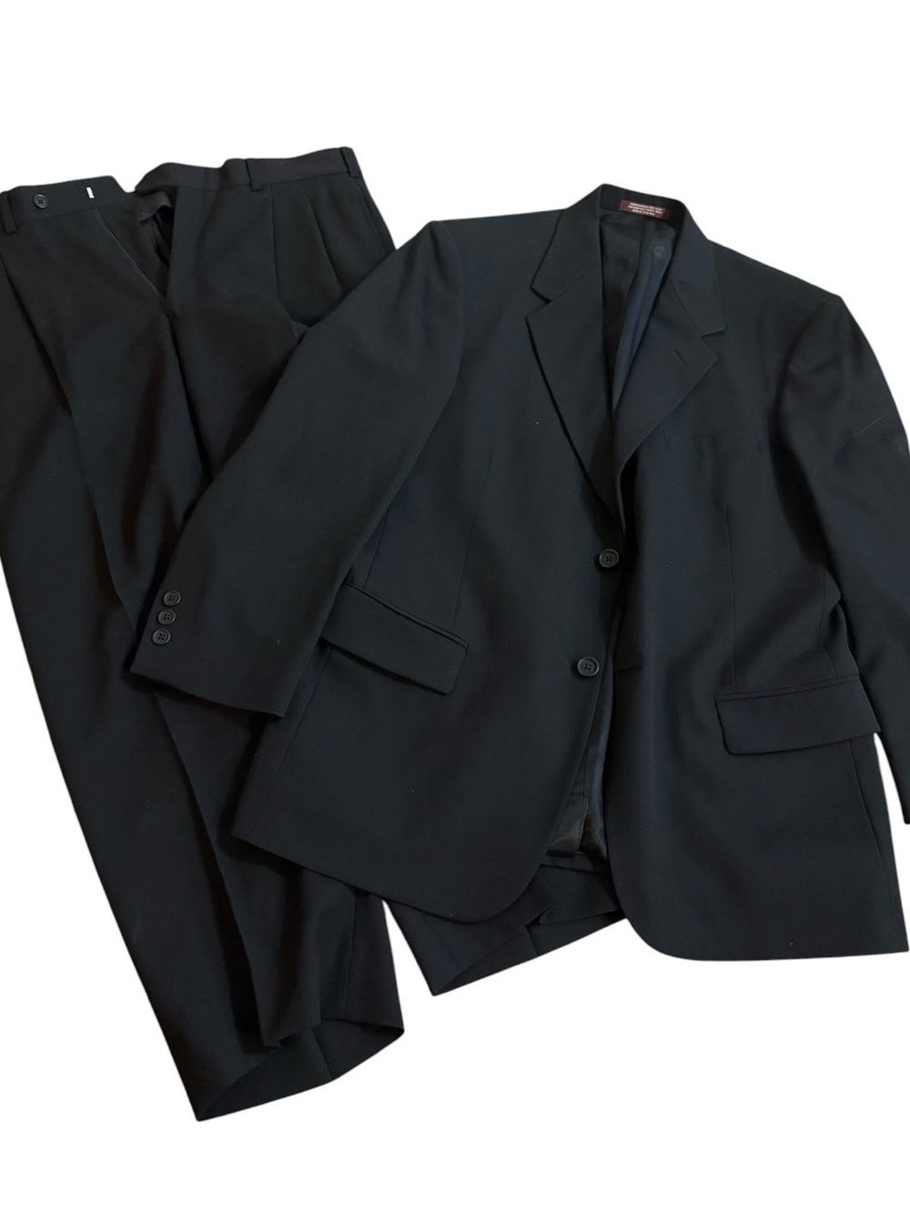 Men's Black Evan Picone Two-Piece Suit Jacket & Trousers - Picture 1 of 11